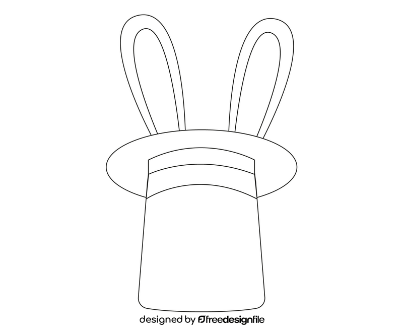 Rabbit in magician hat black and white clipart