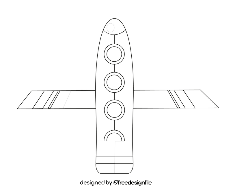 Spaceship cartoon black and white clipart