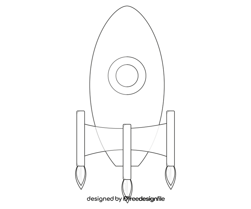 Rocket ship black and white clipart