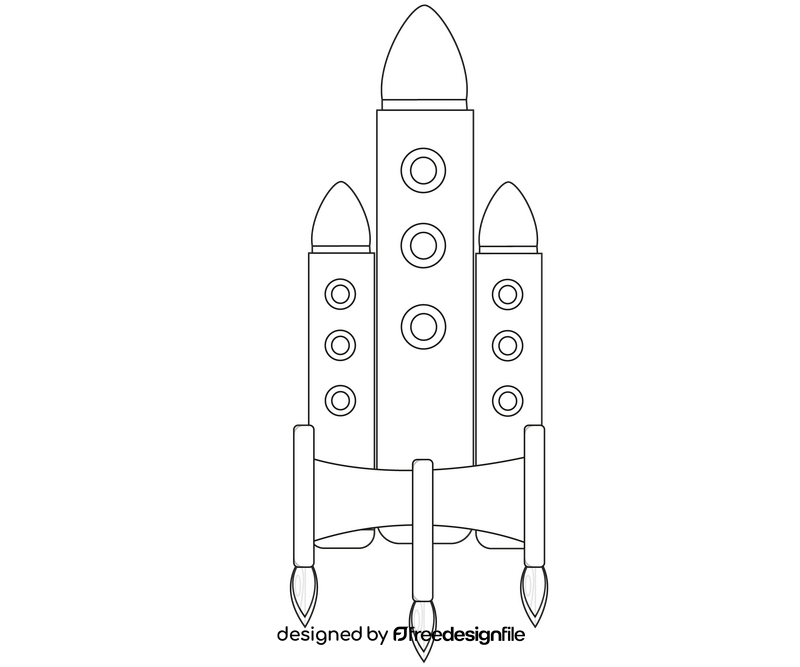 Spaceship drawing black and white clipart