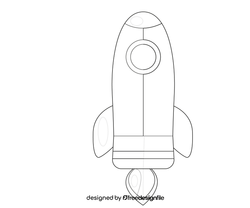 Rocket cartoon black and white clipart