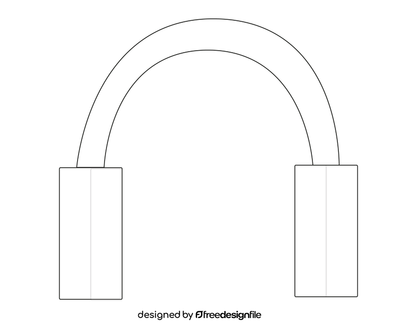 Free headphones black and white clipart