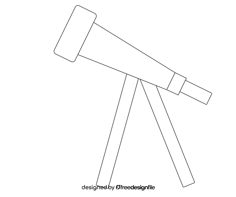 Telescope cartoon black and white clipart