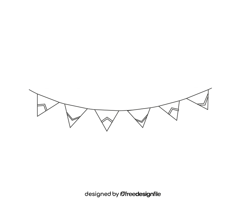 Flag garland black and white clipart