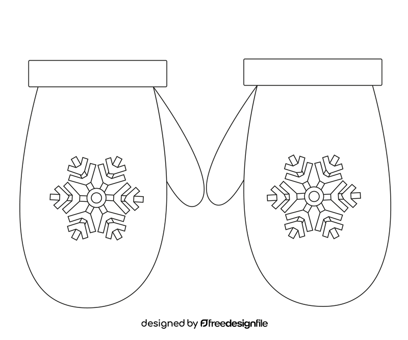 Winter gloves black and white clipart