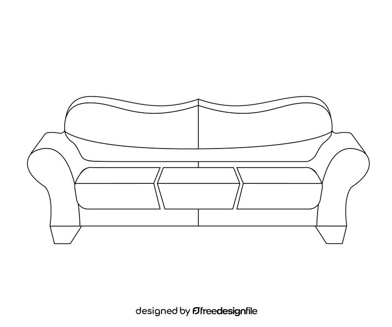 Camelback sofa black and white clipart