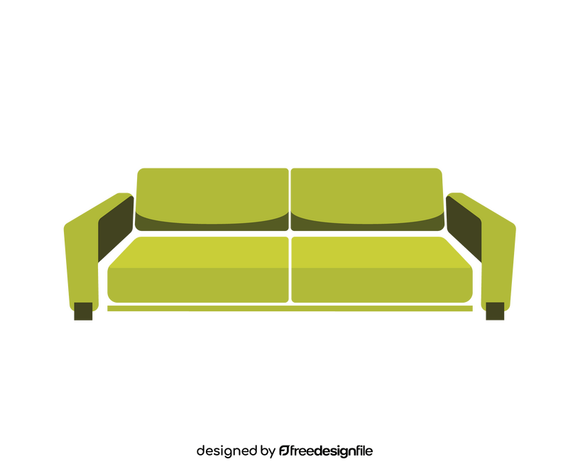Green mid century sofa clipart