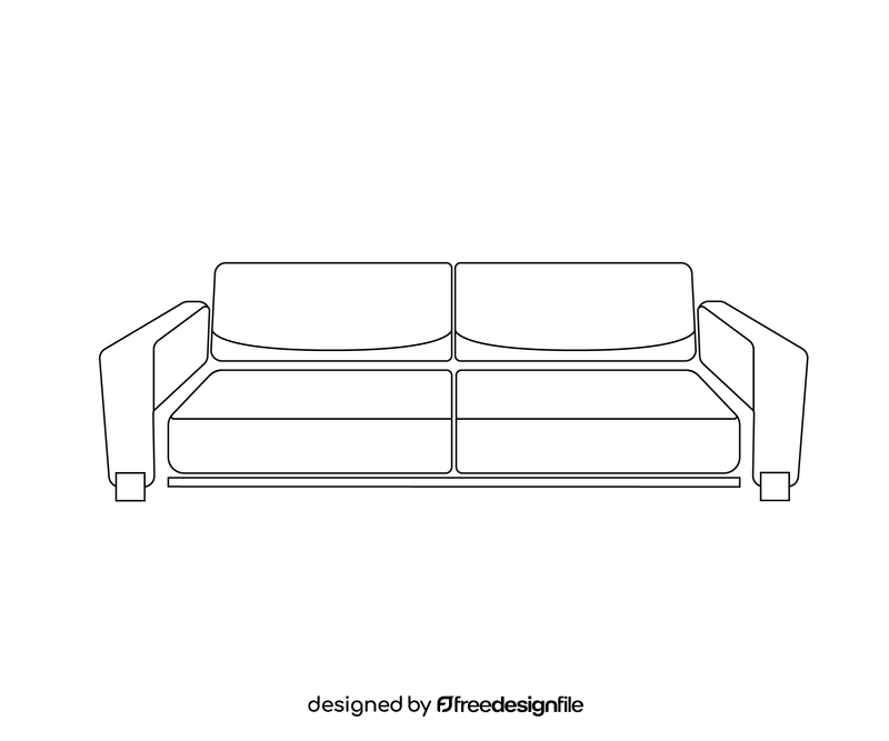 Mid century sofa black and white clipart