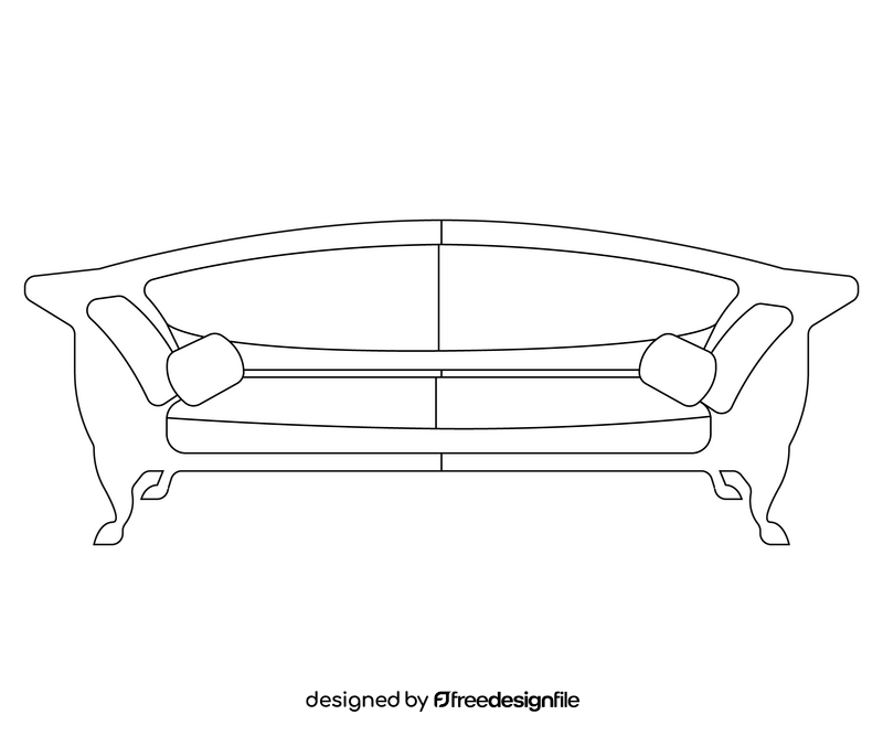 Sofa black and white clipart