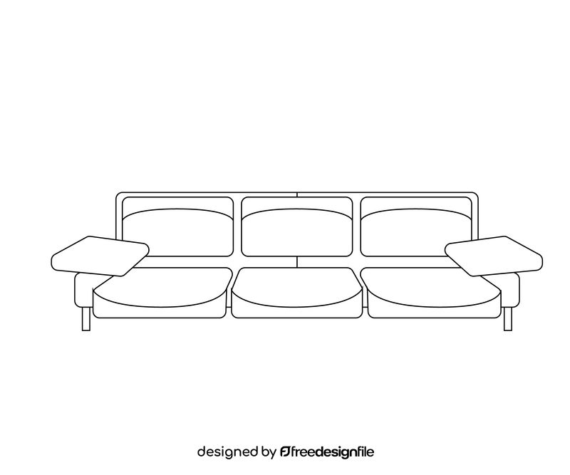 Blue sofa drawing black and white clipart