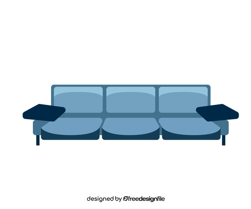 Blue sofa drawing clipart