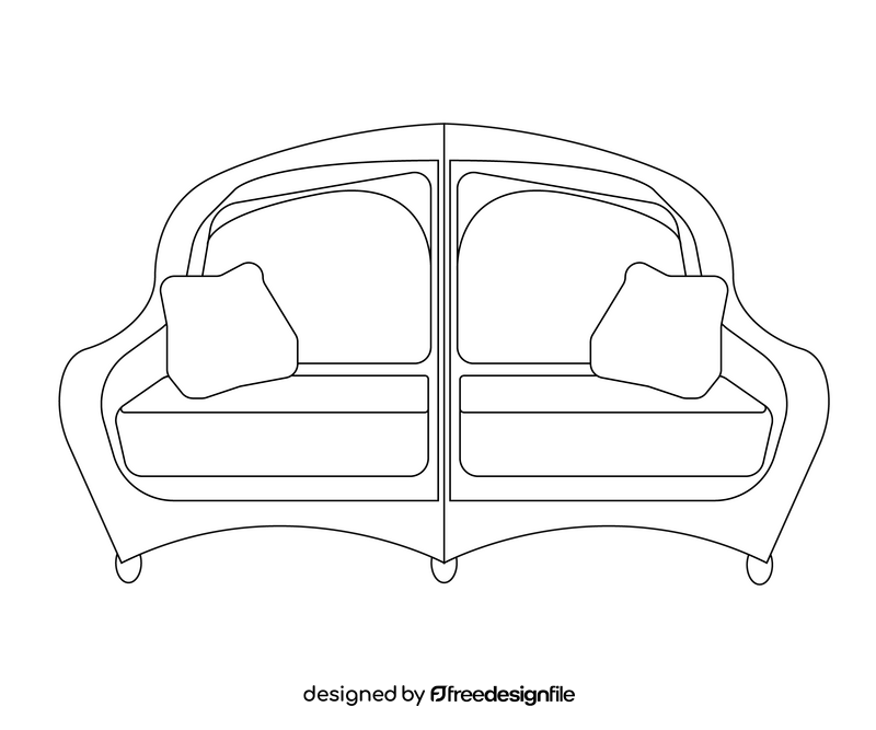 Couch black and white clipart