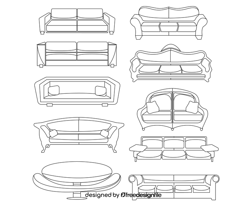 Sofa and couches black and white vector