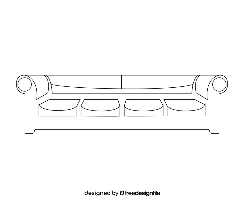 Large sofa black and white clipart