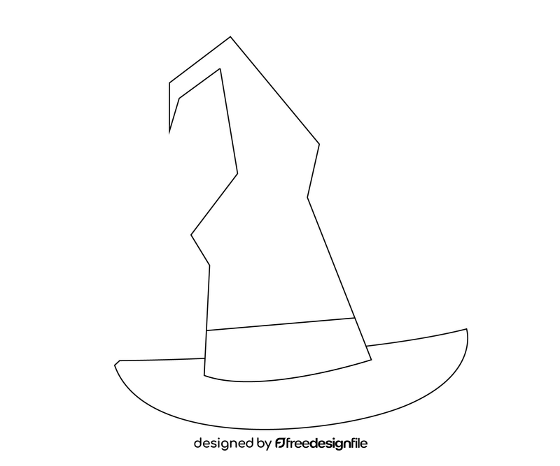 Halloween witch hat black and white clipart