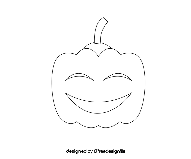 Smiling pumpkin illustration black and white clipart