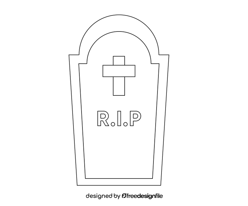 Free rip tombstone black and white clipart