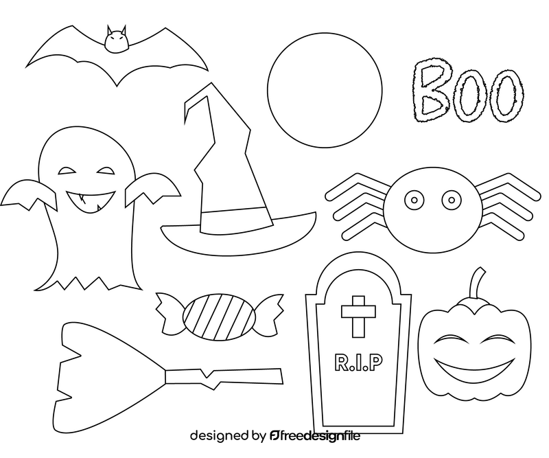 Halloween design elements black and white vector