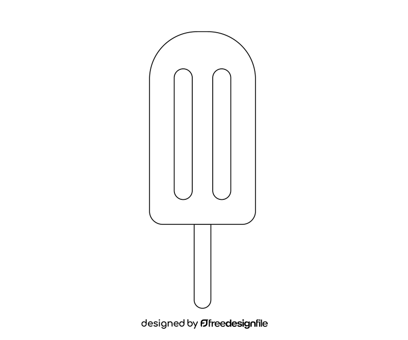 Stick ice cream black and white clipart