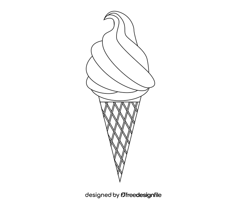 Swirl ice cream black and white clipart