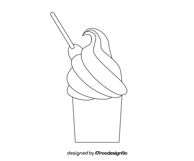 Ice cream sundae illustration black and white clipart