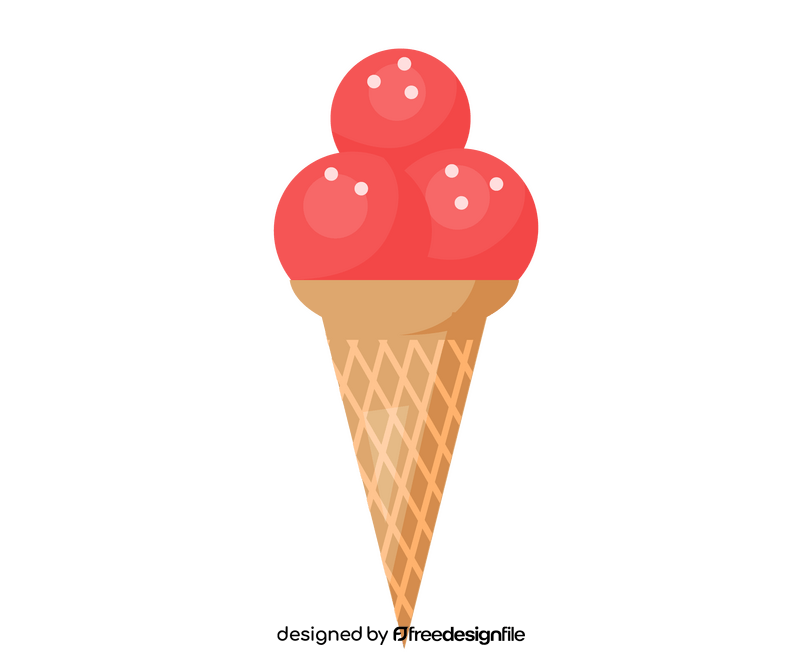 Ice cream scoops in wafer cone clipart