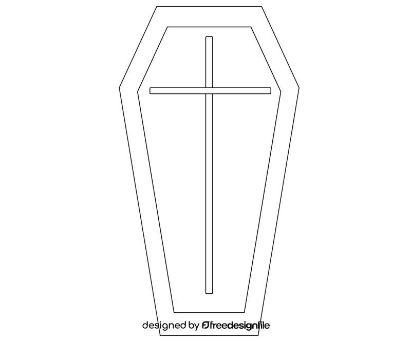 Halloween coffin drawing black and white clipart