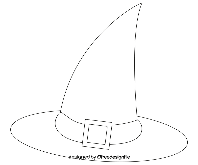 Halloween witch hat black and white clipart