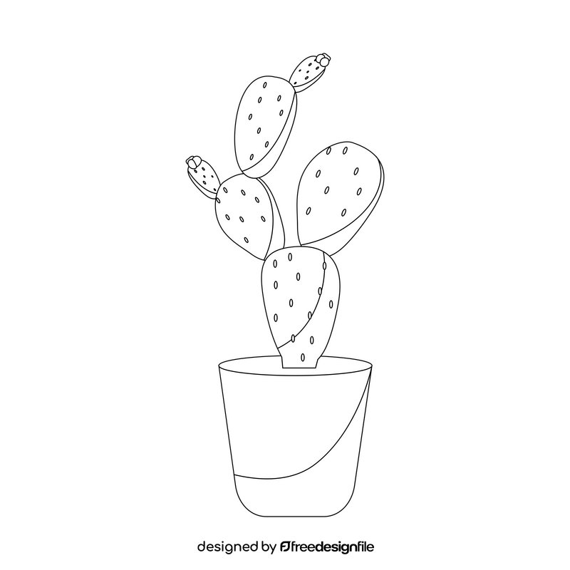 Bunny Ears cactus black and white clipart