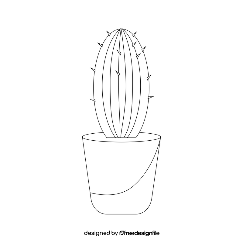 Barrel cactus black and white clipart
