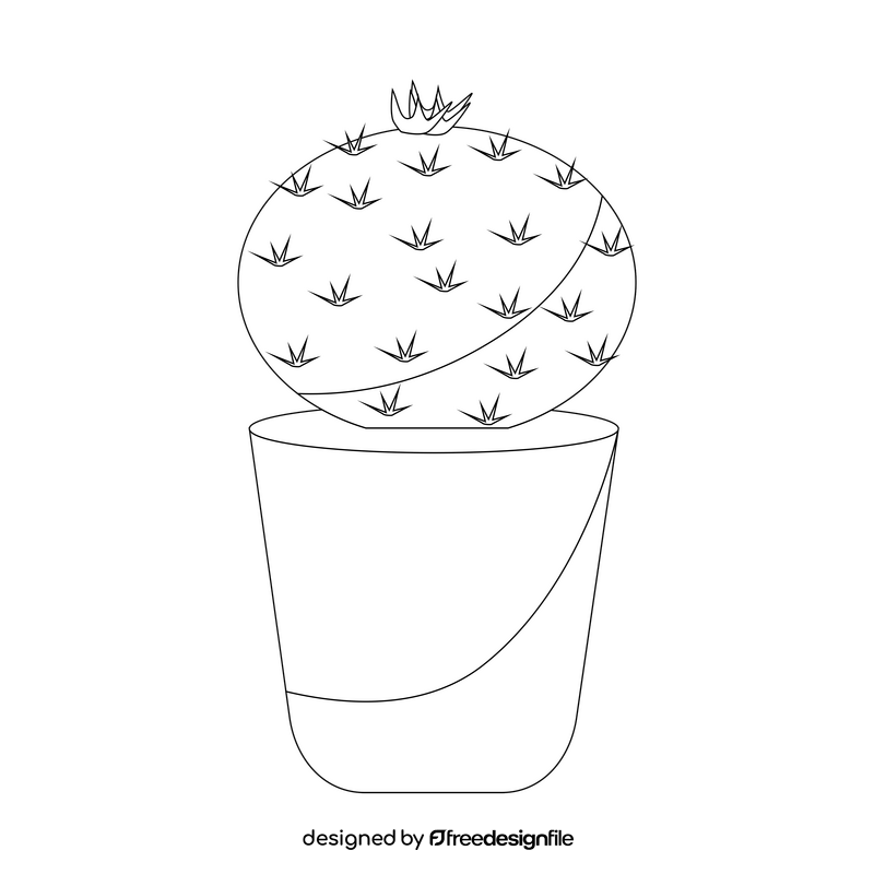 Old Lady cactus black and white clipart