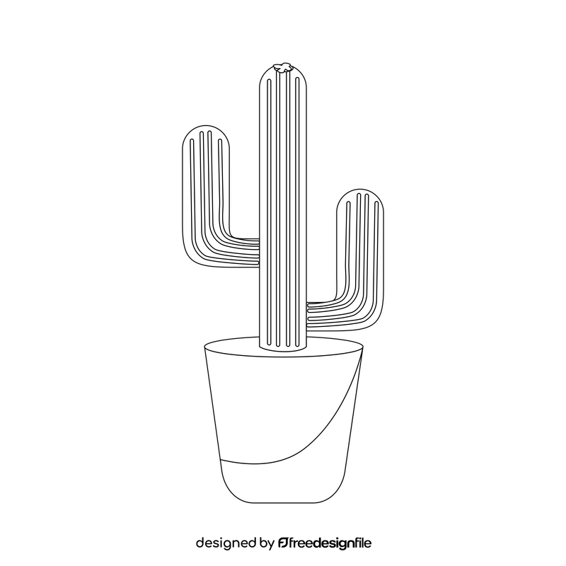 Saguaro cactus black and white clipart