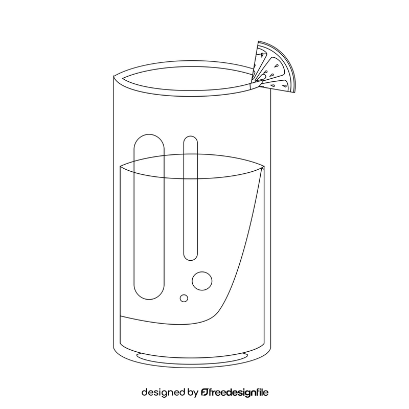 Glass of orange juice black and white clipart