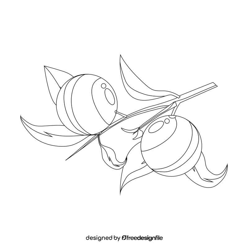 Orange branch black and white clipart