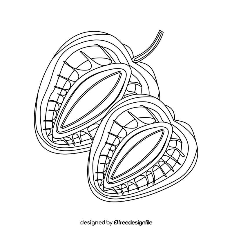 Strawberry slices black and white clipart