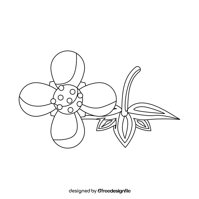 Strawberry flower black and white clipart