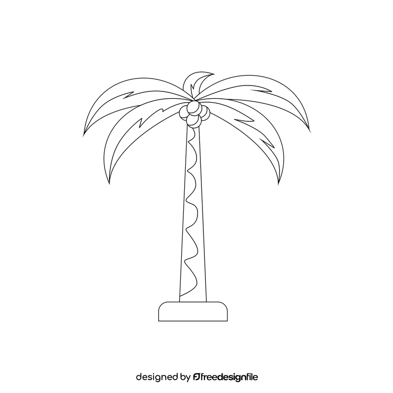 Coconut tree black and white clipart