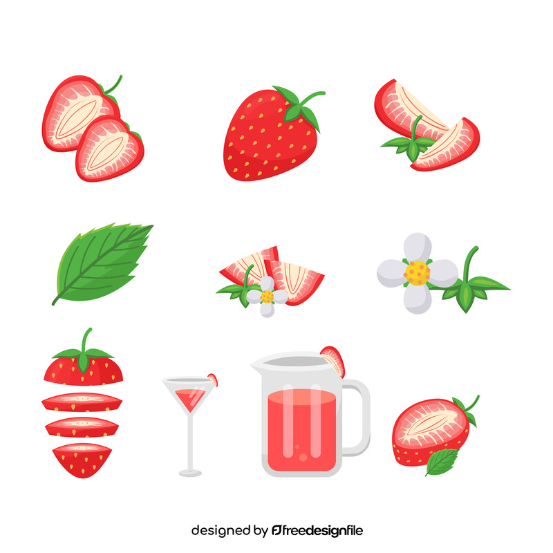 Strawberry set vector