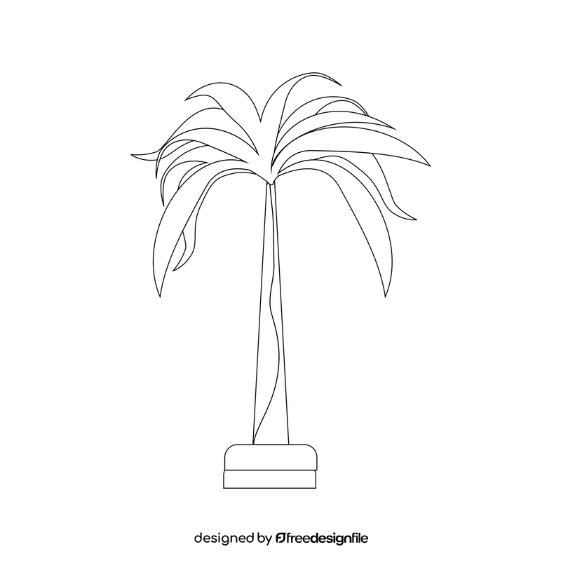 Royal palm black and white clipart