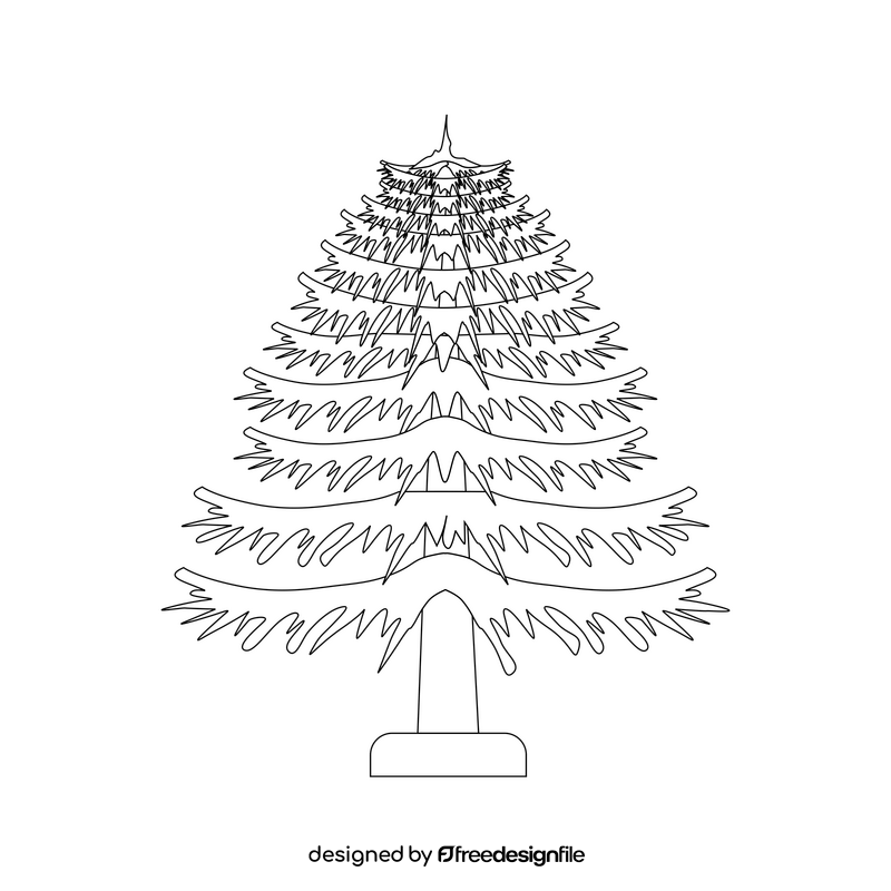 Larch tree black and white clipart