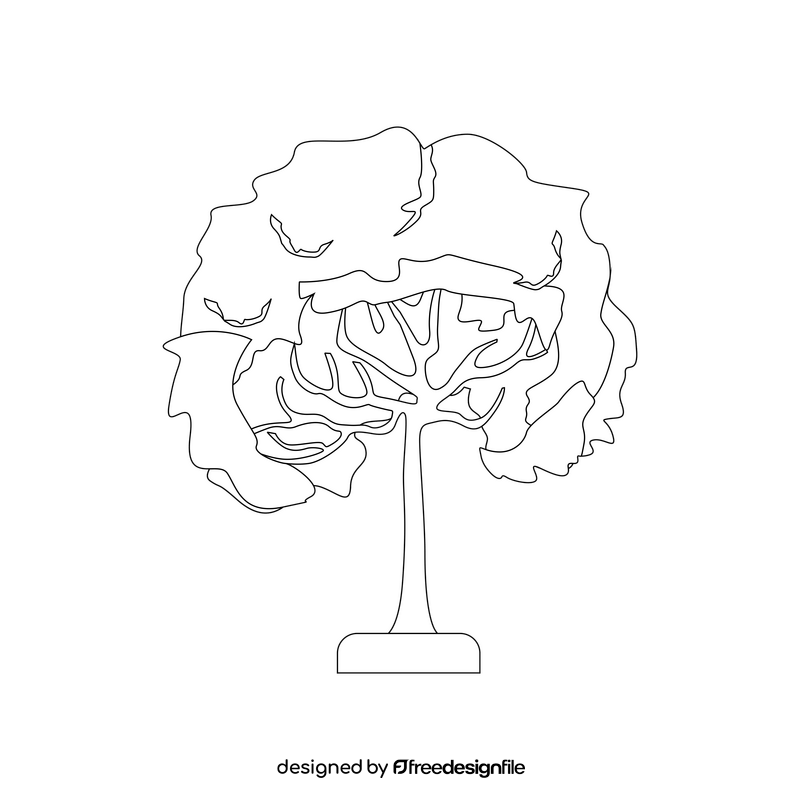 Maple tree black and white clipart