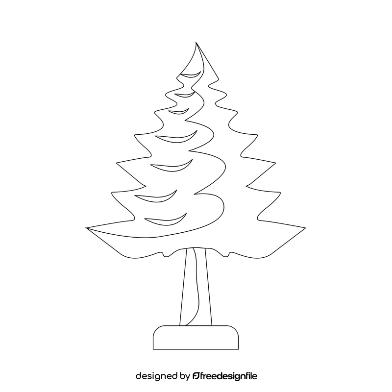 Spruce tree black and white clipart