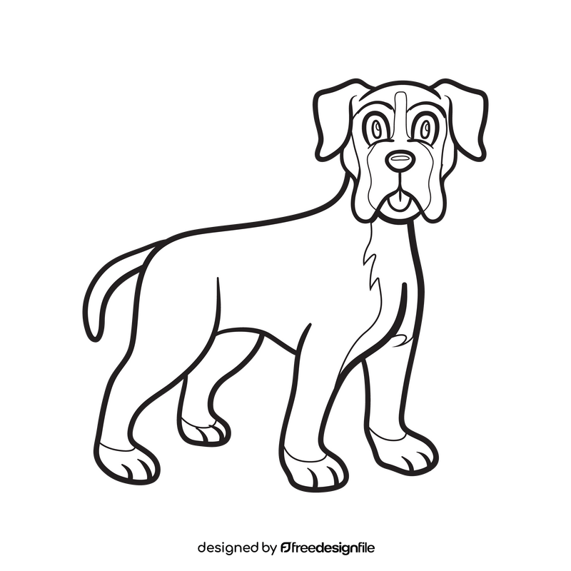 Boxer dog black and white clipart