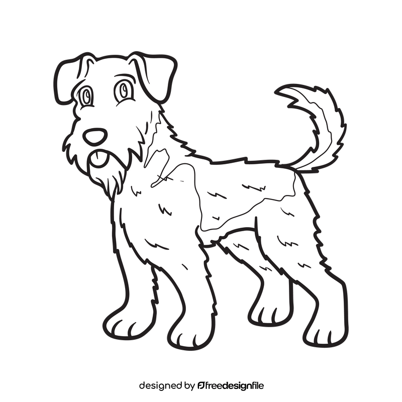 Airedale Terrier black and white clipart