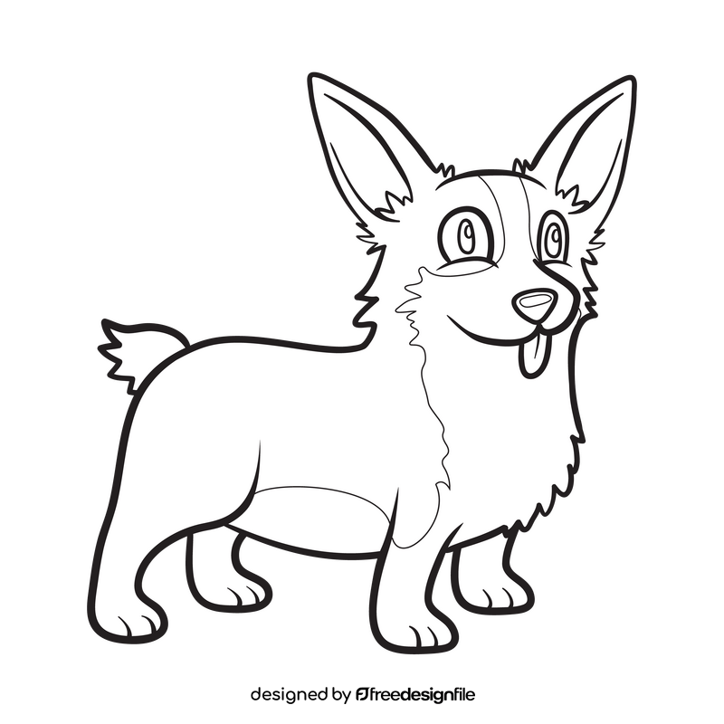 Corgi black and white clipart vector free download