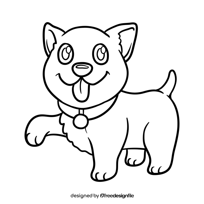 Cute dog black and white clipart