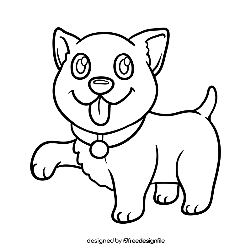 Cute dog black and white clipart