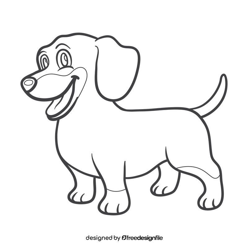 Dachshund black and white clipart