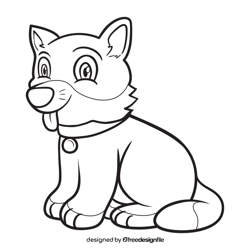 Cute dog black and white clipart