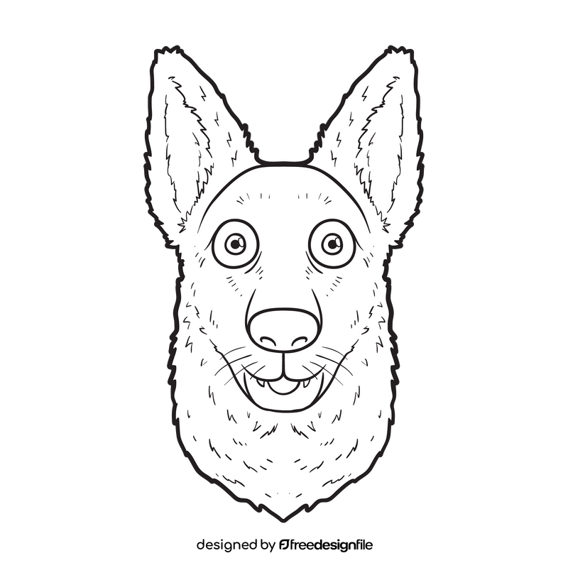 Dog face black and white clipart